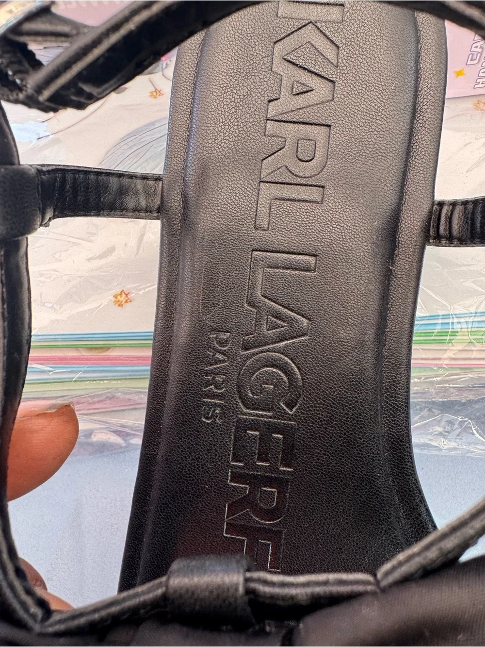 Karl Lagerfeld Black Bow Thong Sandals with Stud Detail